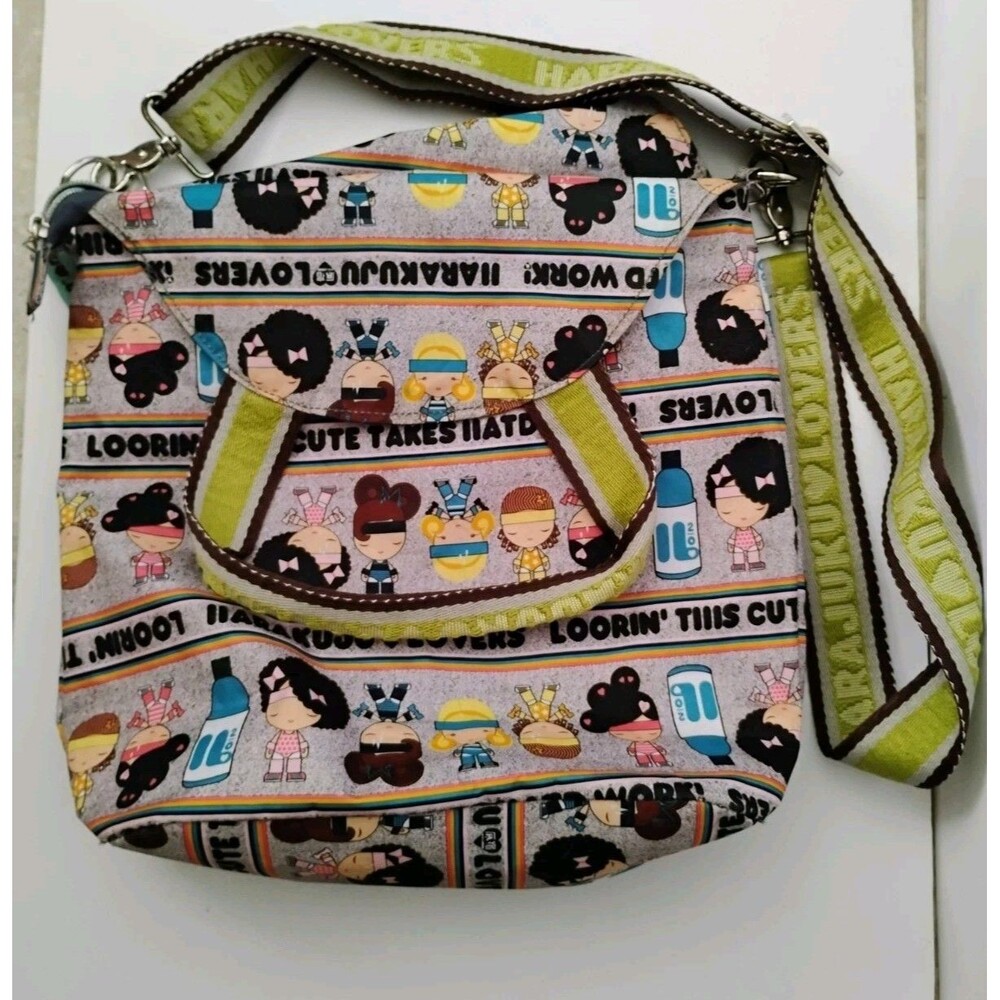 Vintage Y2K Harajuku Lovers Gwen Stefani Crossbody Messenger Tote Bag Green Rare